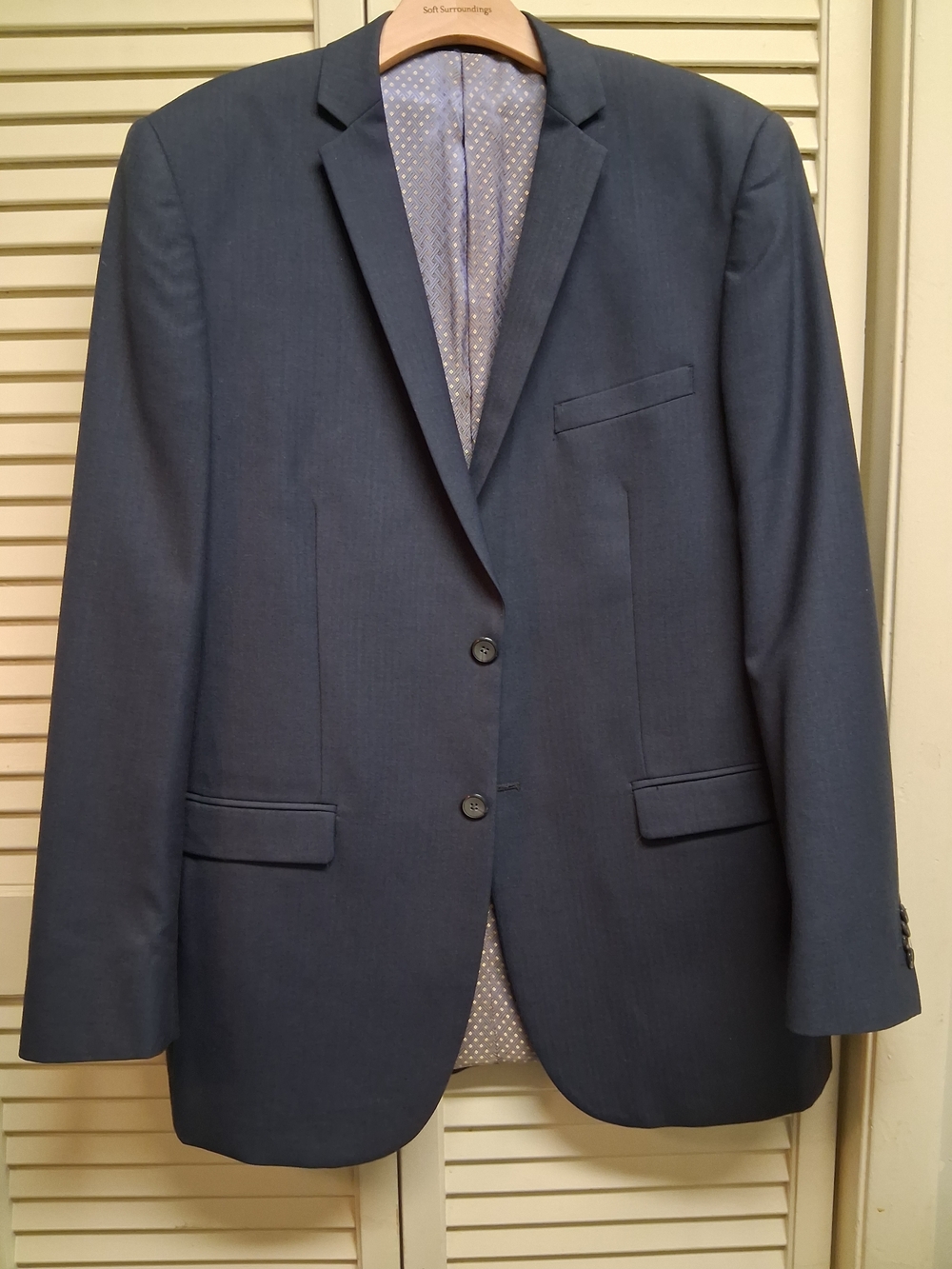 Men'sTAZIO Luxurious Wool Blend  Two-Button Italian Suit Jacket ZS 42LBlue Gray